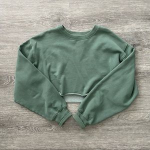 aritzia tna cropped green sweatshirt